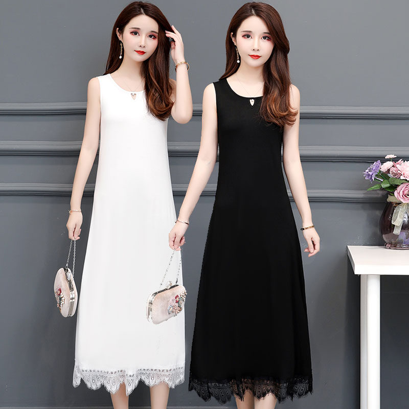 黑色背心长裙中长款无袖吊带打底裙连衣裙女春夏莫代尔防透内衬裙在类目 女装/女士精品, 大码女装中 - 来自Buy2taobao.com提供专业的淘宝代购服务