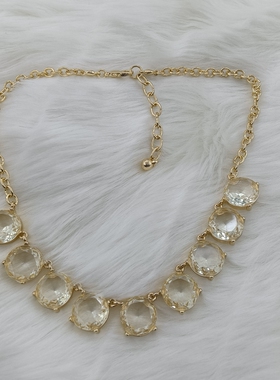 3欧美原单时尚潮流气质百搭精美奢华简约个性镀金饰品镶嵌项链