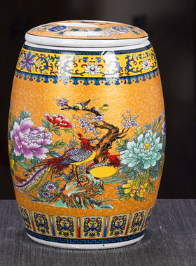 20斤陶瓷米缸景德镇珐琅彩10斤30斤米桶水缸油缸家用防潮虫储存罐