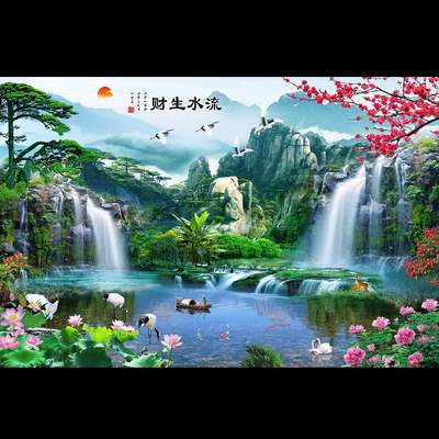 流水生财吉鱼鱼缸背景高清制作