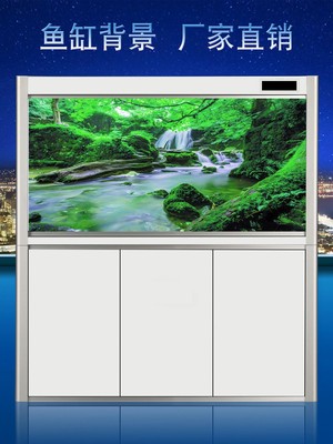 定制鱼缸背贴纸高8899清景鱼缸背壁纸石头水草图案3d立体水景族箱