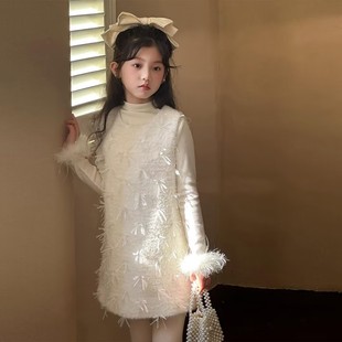 女童韩系连衣裙秋冬装2025新款儿童加厚背心裙打底衫女孩套装裙子