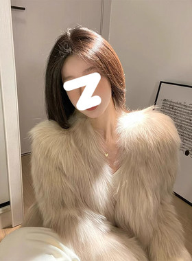 时尚网红仿狐狸毛短款外套女