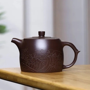260毫升宜兴紫砂壶纯手工壶功夫茶壶海浪卡盖壶原矿老紫泥井栏壶