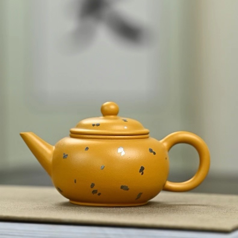150毫升宜兴紫砂壶手工中式茶壶原矿黄金朱泥功夫茶壶洒金水平壶