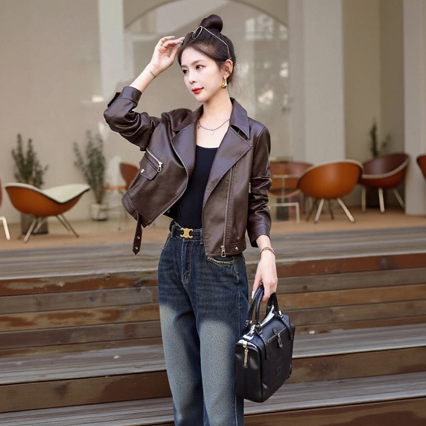 皮衣外套女春秋小个子机车服皮夹克PU皮上衣高级感大码女装短外套