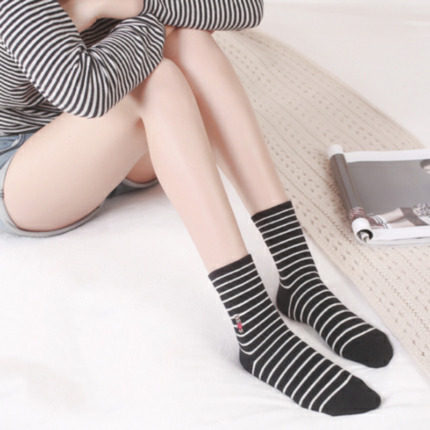 纯棉条纹袜子女中筒袜潮韩国可爱学院风长袜冬刺绣小熊松口堆堆袜,女士内衣/男士内衣/家居服,中筒袜,淘宝优惠券,粉丝福利购,淘宝优惠卷