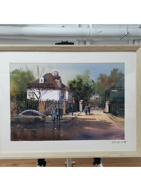 60x45cm纯手绘优秀水彩画 茶室办公室客厅收藏装饰画