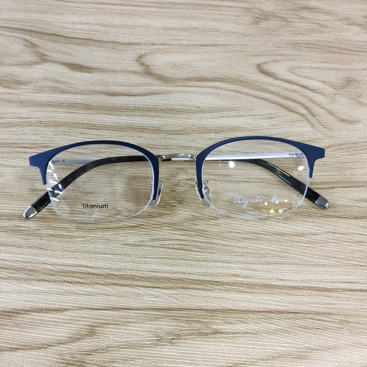 新款 法国 ab小壁虎 半框眼镜架 纯钛 近视架男 钛合金镜框女镜架