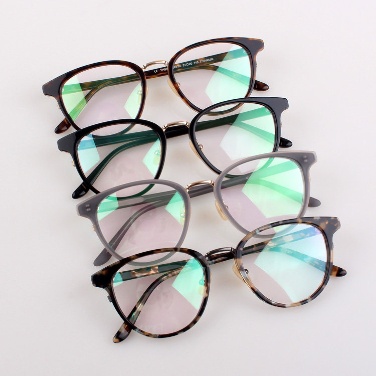 新款日系手工制作纯钛板材近视眼镜框男女款钛板眼镜架全框TH9039