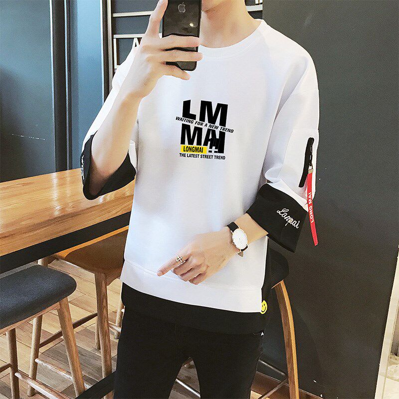 Early Autumn 7 Three Quarter Sleeve T-shirt Hip hop Chaopai college student Easy Sleeve clothes Trend personality men's wear jacketin the Men's clothing, T-shirt  category - from Buy2taobao.com to provide professional Taobao agent buy service
