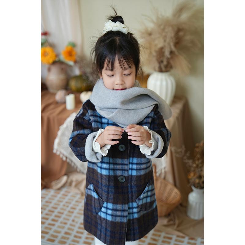 女童韩版洋气连帽呢大衣秋冬新款