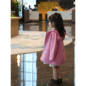 兔毛秋冬高端大衣女童粉色双面呢保暖外套 桑蚕丝 AnyinGirl 羊毛