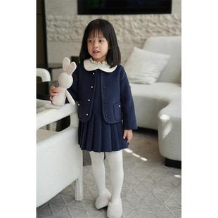 Anyingirl 10%骆驼绒90%羊毛高端保暖大衣女童轻奢连衣裙外套套装