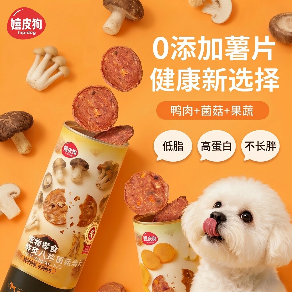 狗狗零食薯片鸭肉干宠物菌菇中型小型犬小狗磨牙老年犬果蔬营养品