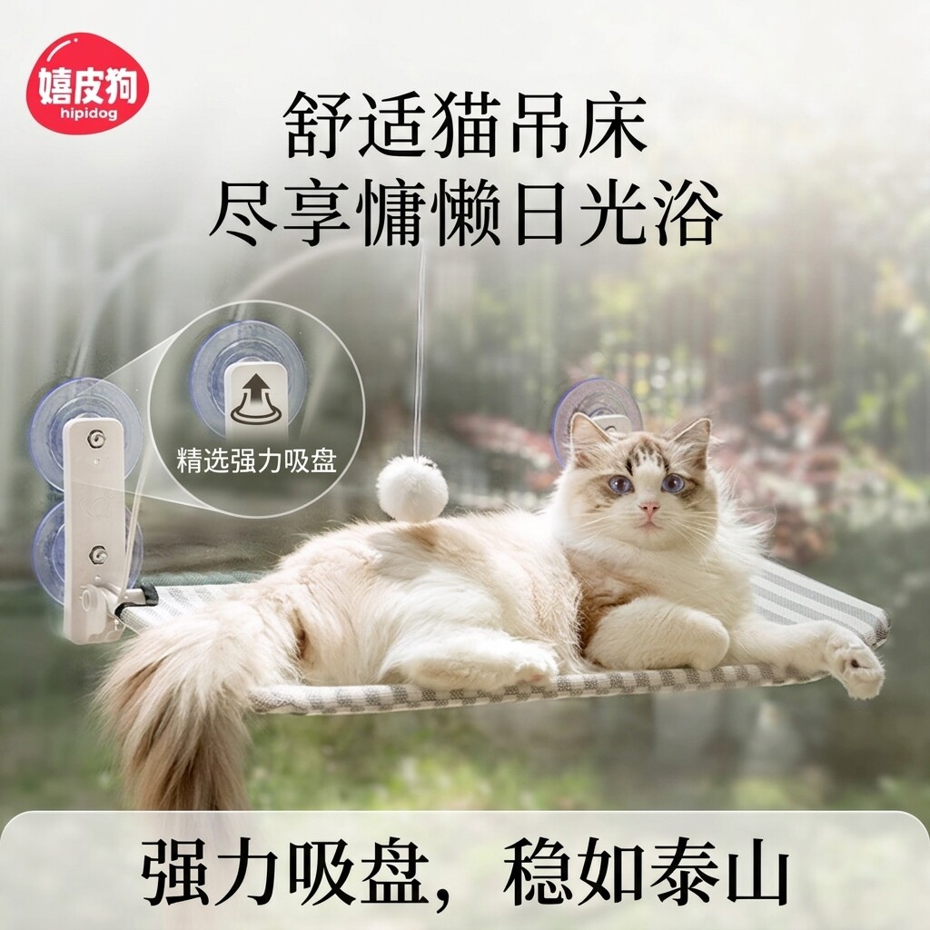 猫吊床猫架子窗户猫窝吸盘悬挂式猫咪玻璃猫床垫可折叠晒太阳神器