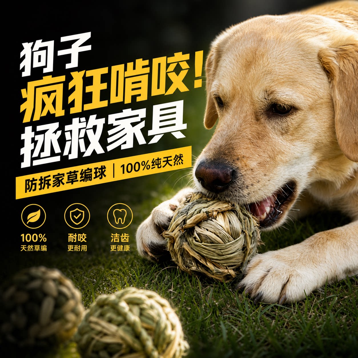 狗狗草编球丰容玩具嗅闻玩具磨牙洁齿球宠物丰荣玩具小狗耐咬玩具图片