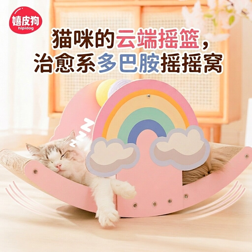 嬉皮狗猫抓板猫窝一体耐磨不掉屑磨爪子自嗨解闷猫咪摇摇椅猫玩具