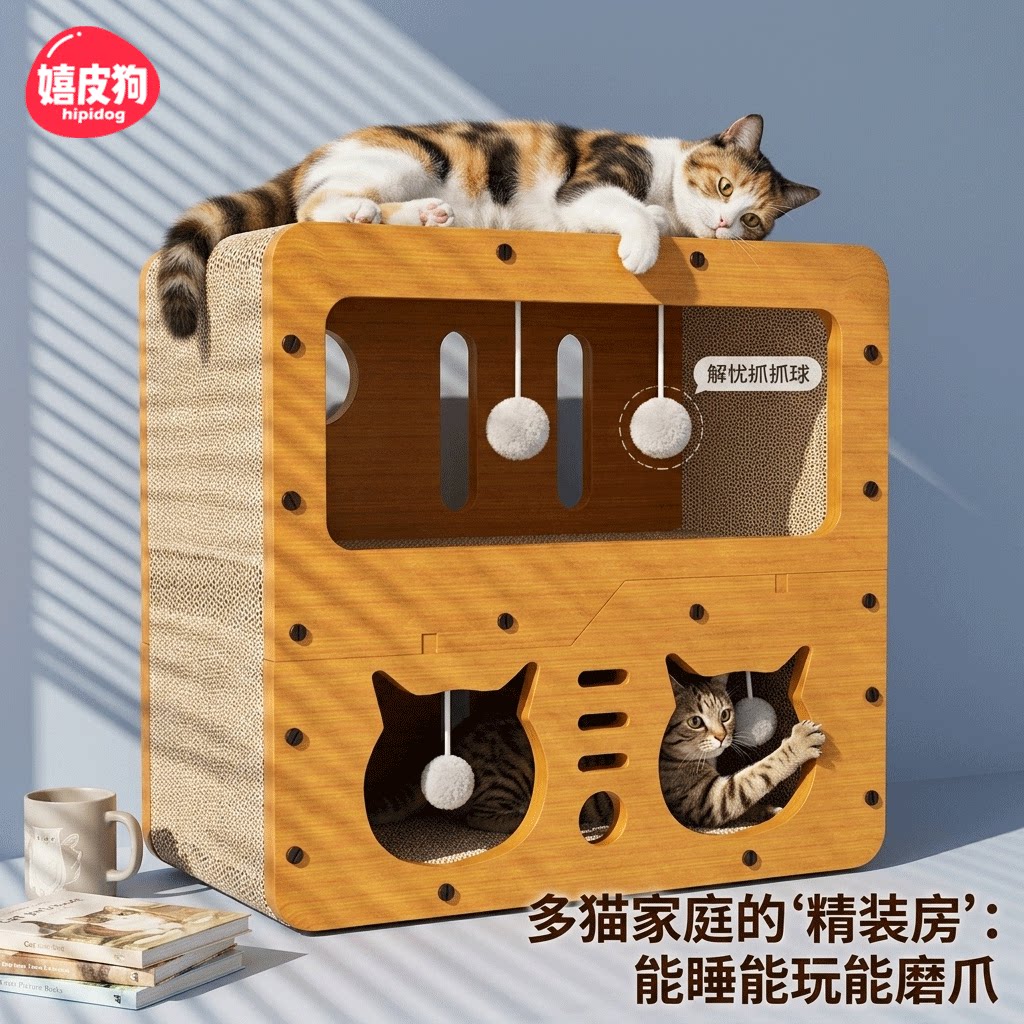 猫抓板多层猫窝一体耐磨不掉屑超大四季通用瓦楞纸猫咪磨爪子神器图片