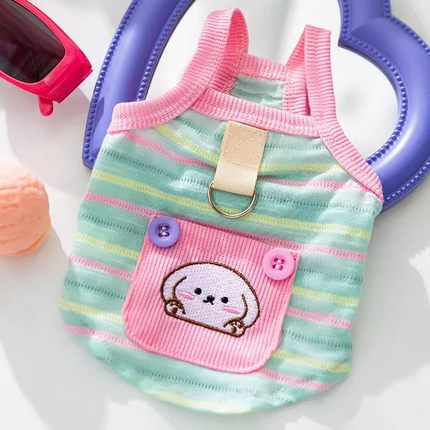 嬉皮狗夏季小狗狗衣服薄款背心泰迪比熊宠物小型幼犬夏天牵引吊带