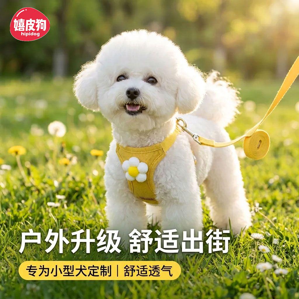 嬉皮狗狗牵引绳背心式小型犬专用胸背透气舒适出街遛狗胸背带套装