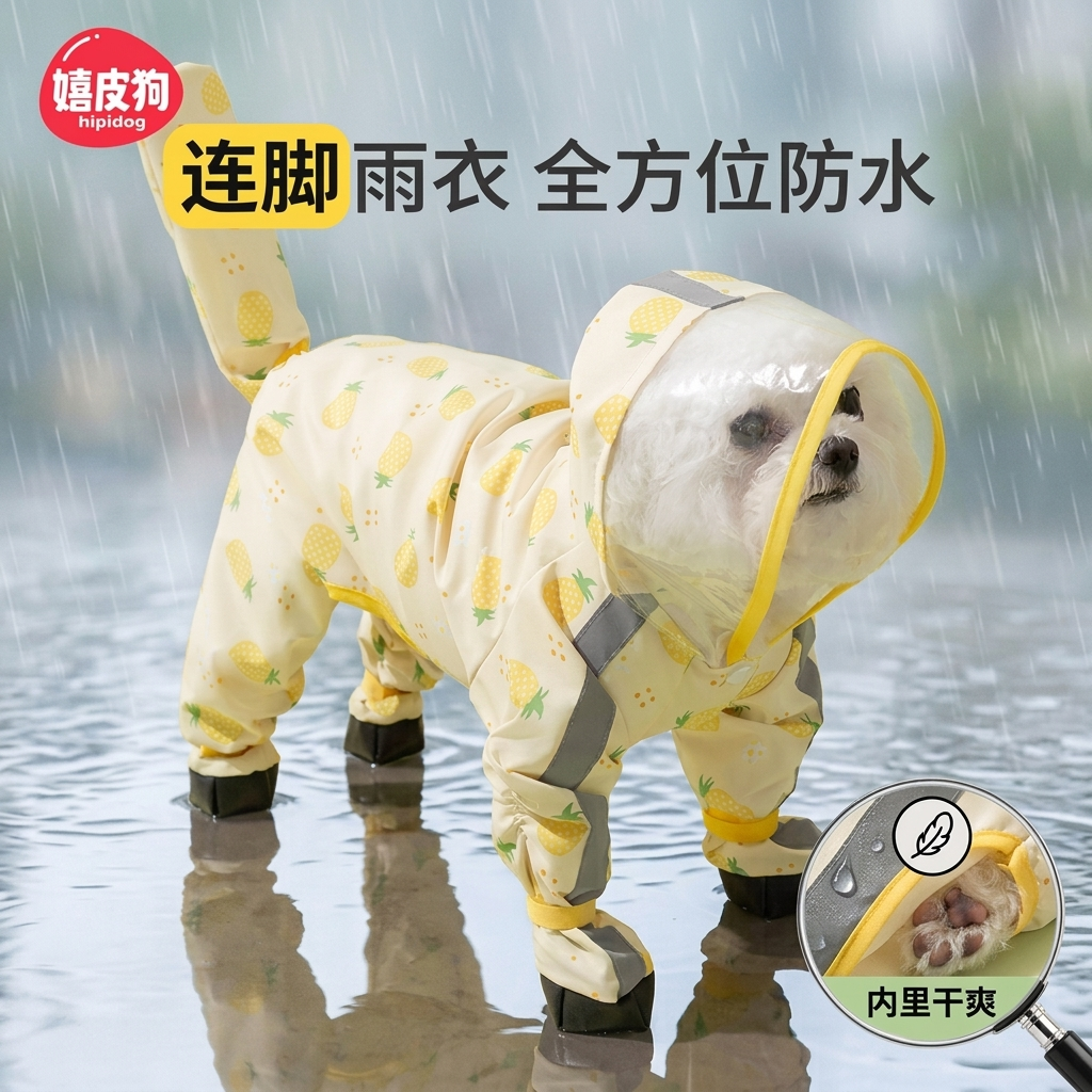 嬉皮狗四脚全包小狗狗雨衣防水衣服宠物小型幼犬雨天遛狗防脏神器