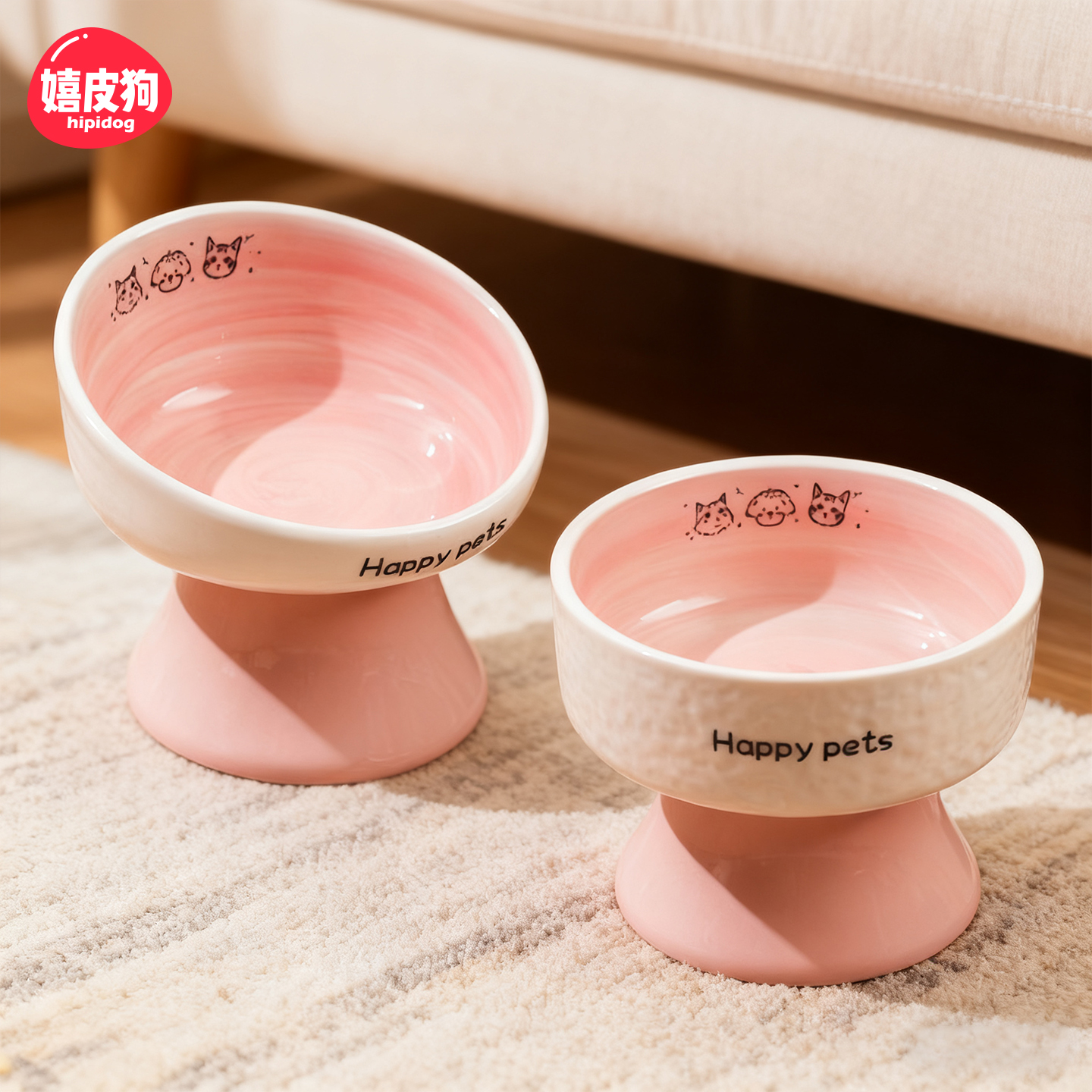 猫碗陶瓷宠物碗猫水碗猫咪饭碗猫粮碗狗狗食盆猫食盆小狗不易打翻