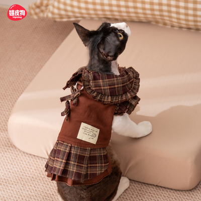 美拉德裙子秋天小猫咪衣服防掉毛布偶猫宠物无毛猫幼猫德文猫秋冬