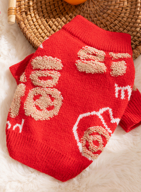 喜庆狗狗衣服冬天泰迪比熊雪纳瑞宠物西高地柯基小型犬秋冬季毛衣