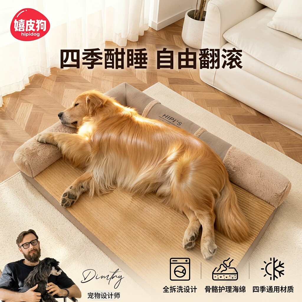 狗窝四季通用可拆洗大型犬沙发加厚狗床睡垫中大型犬睡觉用的垫子