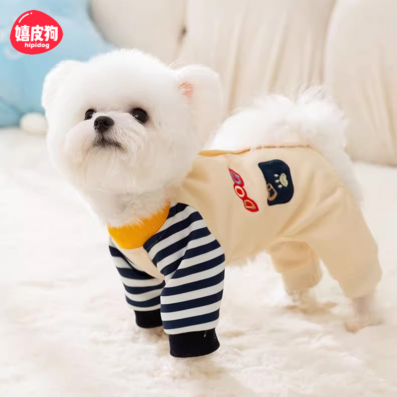 嬉皮狗可爱卡通拼接四脚卫衣