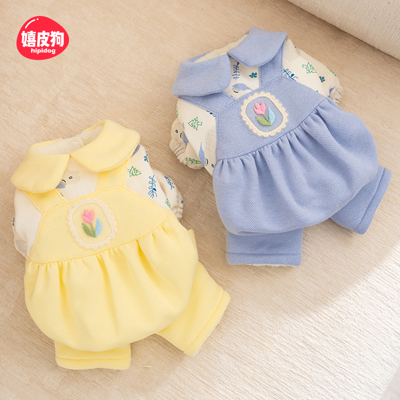 宠物狗狗衣服四脚连体衣秋天冬天保暖护肚衣比熊泰迪博美约克夏犬