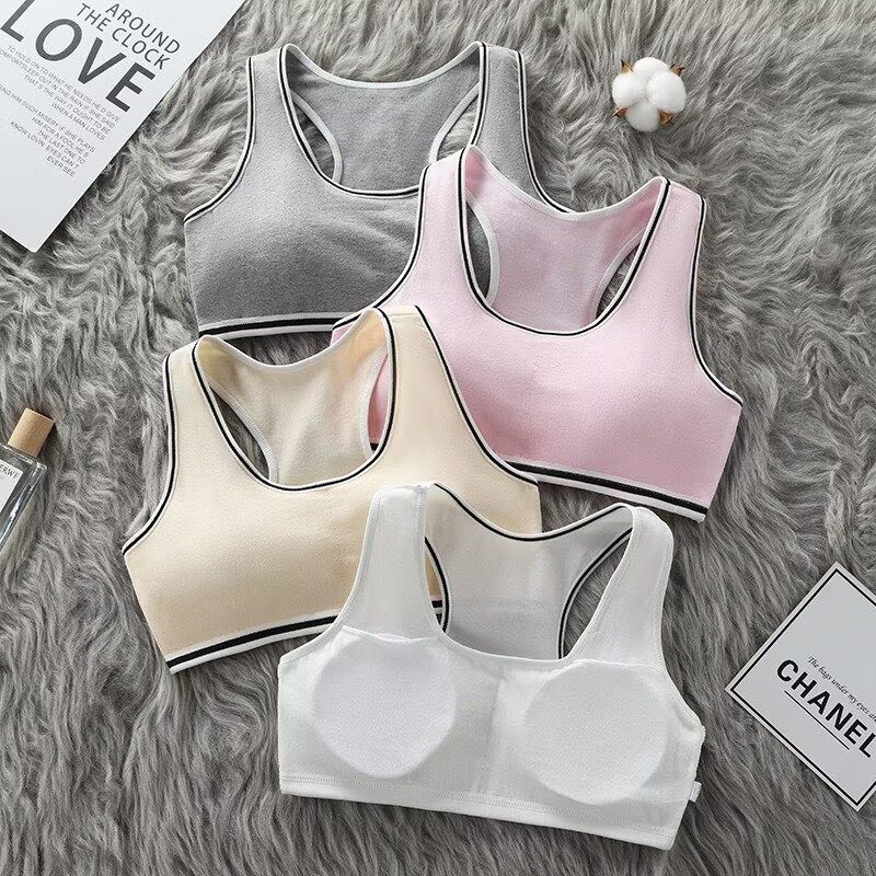 内衣女纯棉小背心抹胸10-12-16岁发育期运动初中生防凸点少女文胸