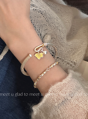 GTMU 马上有钱足银999.9实心手镯女生肖马招财吉言银镯子送女友