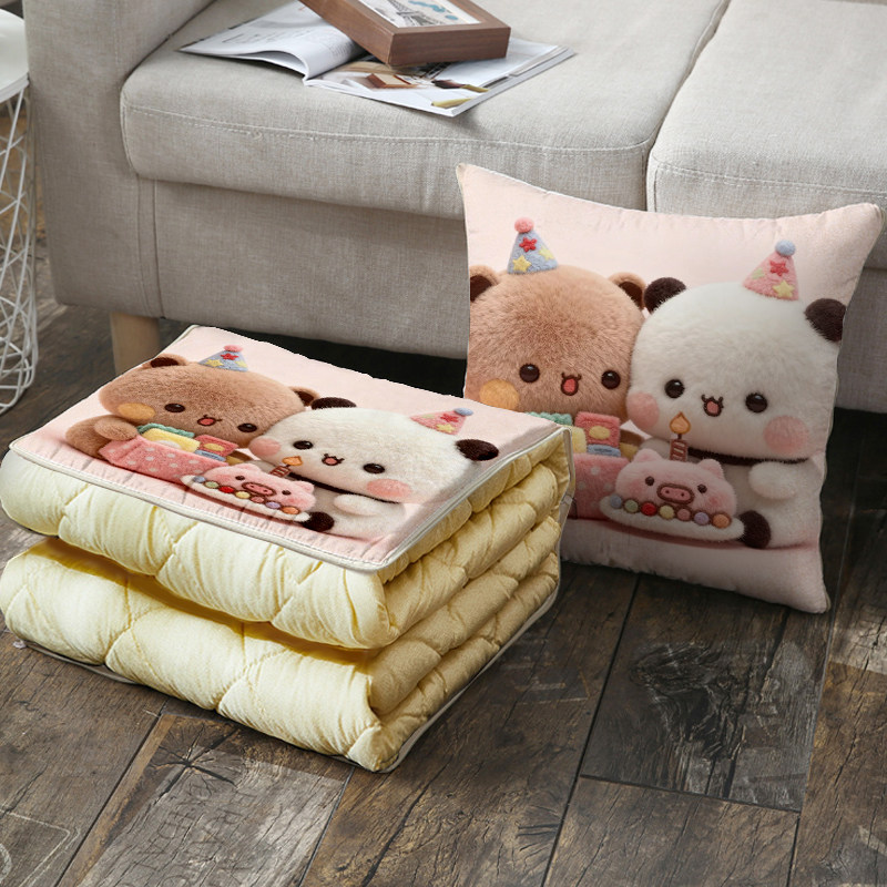 一二和布布抱枕被子两用加厚办公室午睡枕头毯子沙发汽车靠枕车载