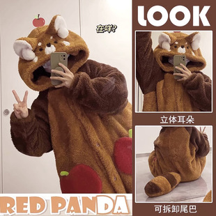 睡袍加裤子女两件套珊瑚绒时尚洋气家居服可外穿冬加厚加长款大码