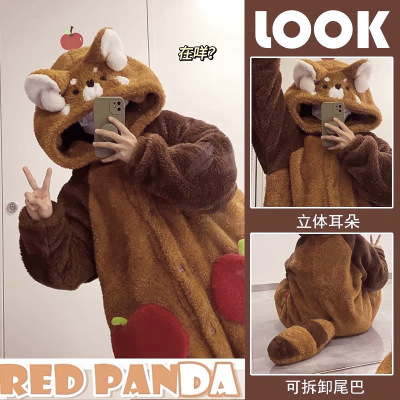 睡袍加裤子女两件套珊瑚绒时尚洋气家居服可外穿冬加厚加长款大码