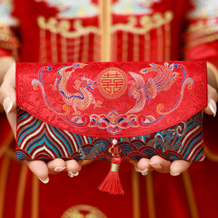 红色大喜包万元精致高档刺绣改口费布包敬茶长辈回礼订婚专用红包