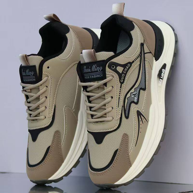 品牌男鞋2026春季新款皮面防水防滑男运动鞋防滑休闲软底百搭跑鞋