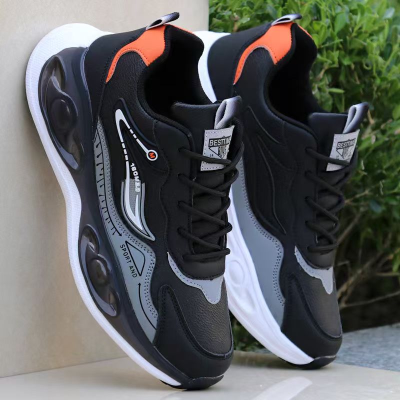 品牌男鞋2025新款软底耐磨青少年运动鞋学生皮面防水轻便跑步鞋子