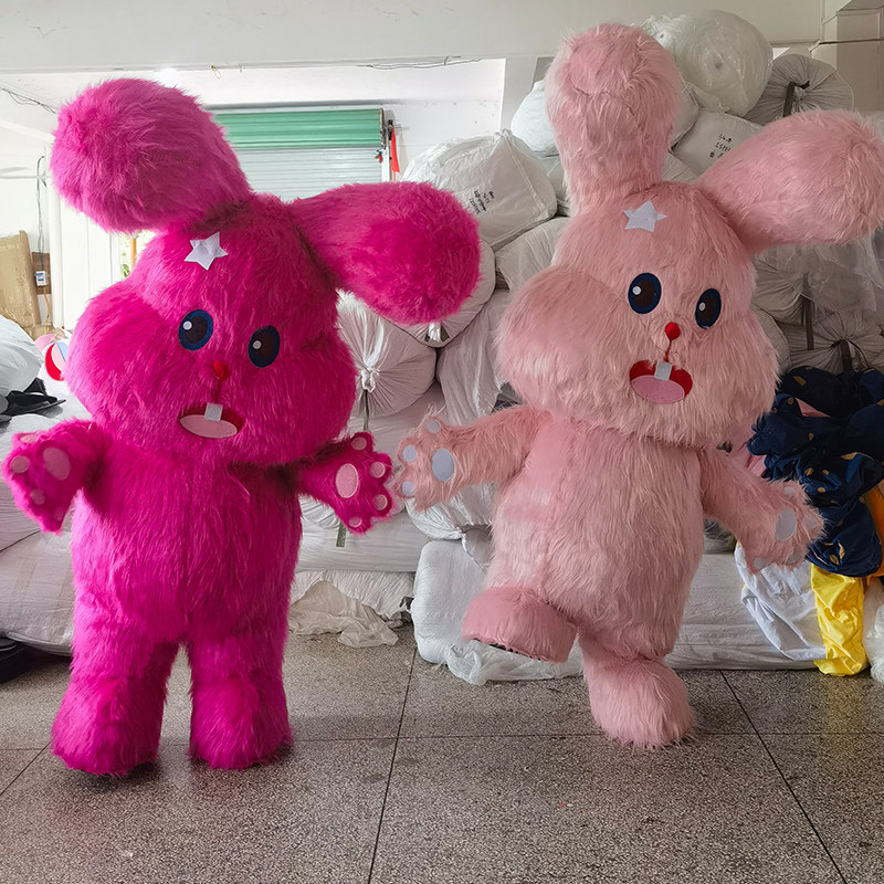 长毛绒粉色兔子商场定制大型摆件图片
