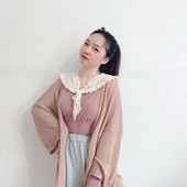 新款 森系学院风文艺手工棉线钩花小披肩女 娃娃领假领子女春夏