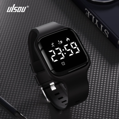 方形电子表佑烁USB充电LED简约男