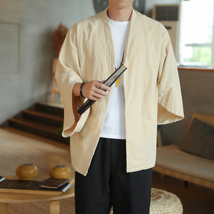 风男七分袖开衫日系和服道袍防晒夹克汉服外套219-2-W05-P40图片