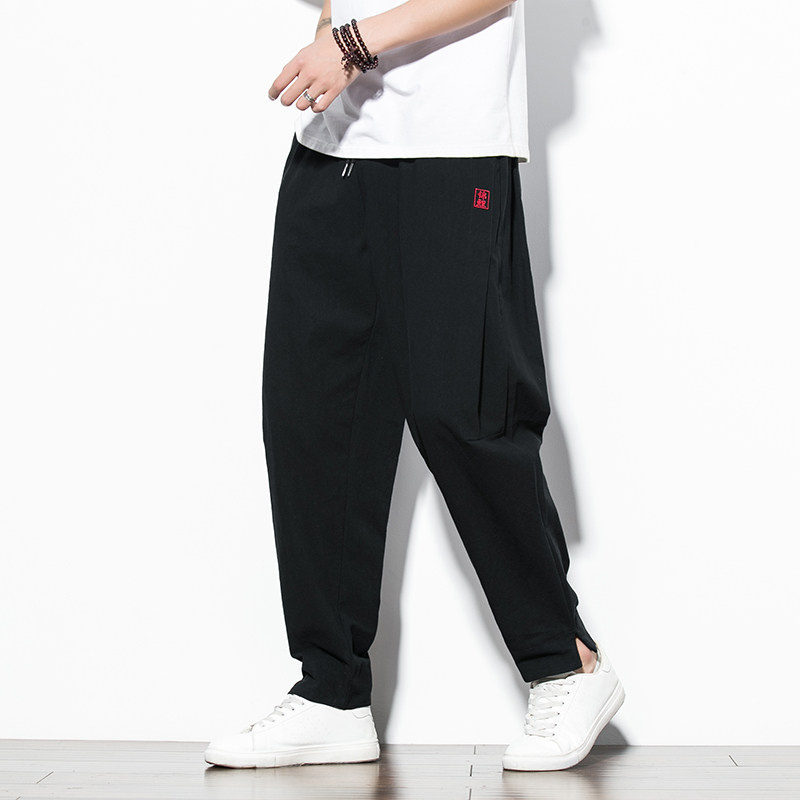 风夏季新款男士哈伦裤宽松大码棉麻阔腿休闲裤219-2-H79-P55,男装休闲裤,星座219-2