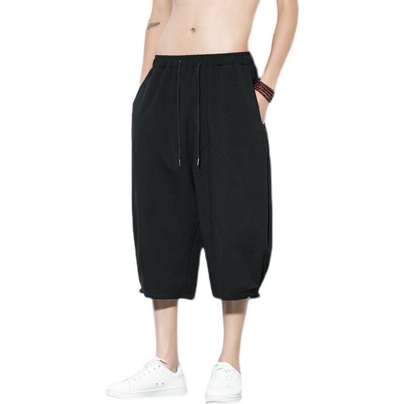 夏季风七分裤男潮流盘扣短裤宽松日系灯笼裤潮219-2-A11-P45,男装休闲裤,星座219-2