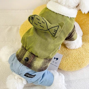 多哥宠物衣服狗狗棉服秋冬装泰迪猫咪博美法斗幼犬宠物四脚牛仔服