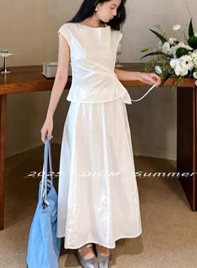 DIGM新款高级感别致系带小衫+高腰显瘦半身裙两件套装女夏A15072