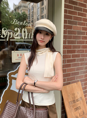 【福利】AIXILI爱西里秋季半高领飘带无袖收腰显瘦百搭背心15209