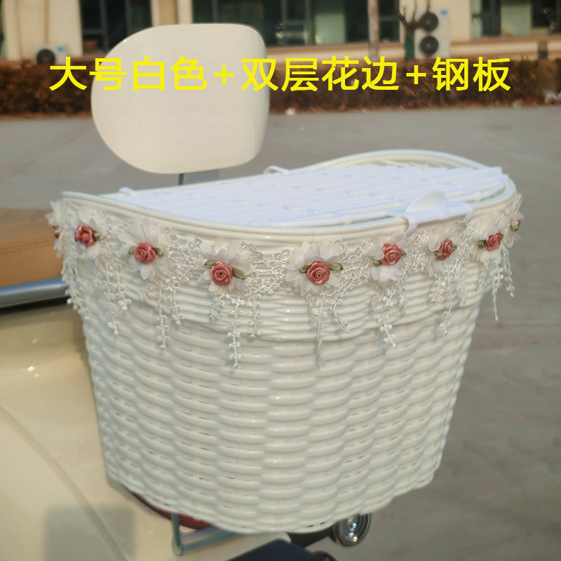 电动车后置车筐后靠背菜篮子带盖